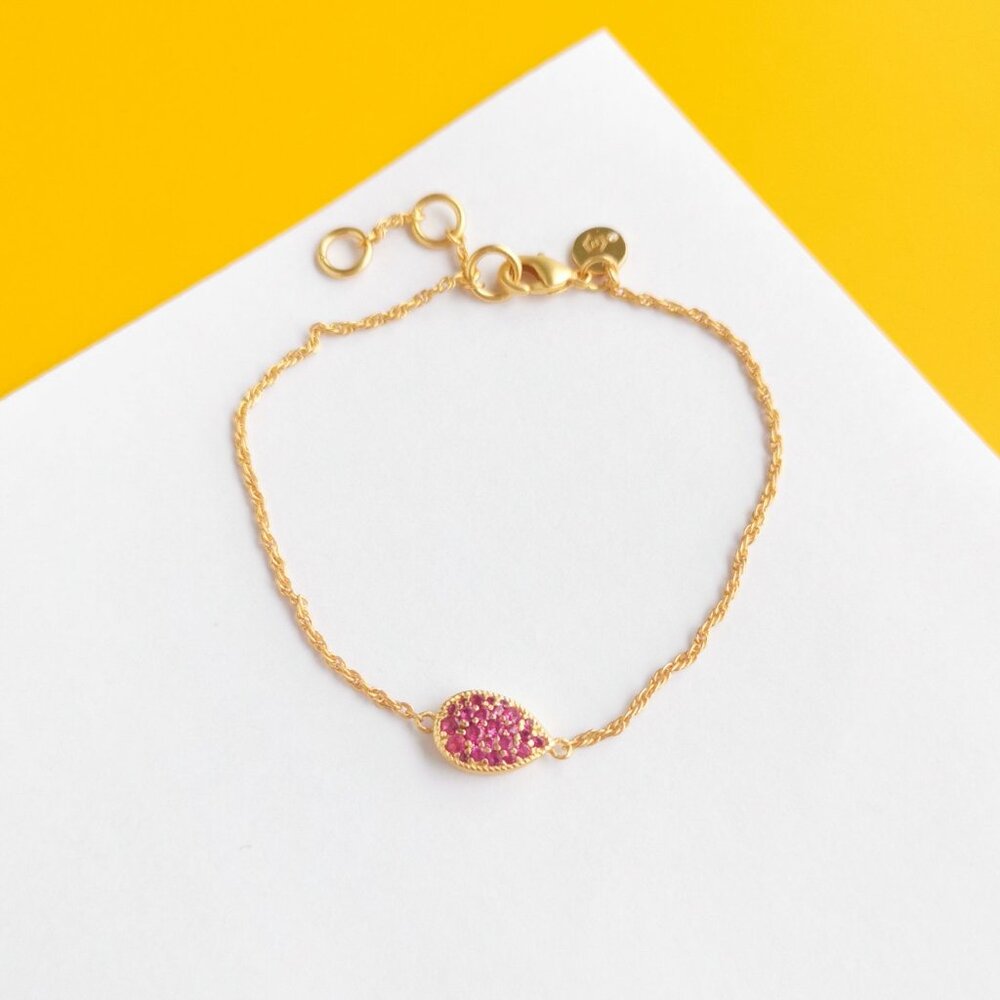 Pavé Teardrop Gold Pink Tourmaline Bracelet by Julie Vos